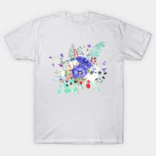 purple anemone flowers watercolor arrangement T-Shirt